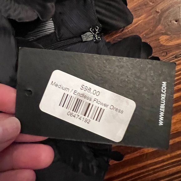 EB LUXE Black Floral High Neck 3D Flowers Ryder Dress NEW with Tags - Picture 15 of 15